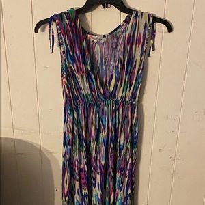 Multi Color High Low Hem Summer Dress